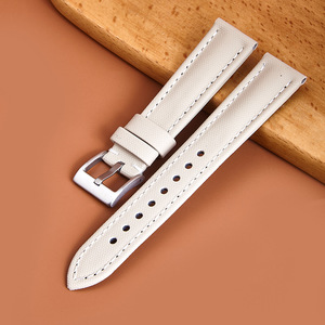 Correa de Reloj Híbrida de Nailon y Cuero Genuino Compatible con <span class=keywords><strong>Mi</strong></span> <span class=keywords><strong>Band</strong></span> 8 Pro Samsung Galaxy, Correa de Cuero Suave con Liberación Rápida - Product Image 3