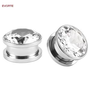 Evorte <span class=keywords><strong>Fashion</strong></span> - Joyería Corporal de Acero Inoxidable 316L con Circonita Cúbica, Expansores de Oreja, Túneles, Piercings, Ensanchadores de Oreja con Circonita Cúbica - Product Image 3