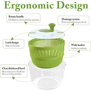 เครื่องปั่นสลัดอเนกประสงค์แบบใช้มือ ผลิตจากพลาสติกที่เป็นมิตรต่อสิ่งแวดล้อม ใช้ล้างผักและบีบผักสำหรับใช้ในครัว - Product Image 2