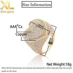 Wholesale High Quality 18K Gold Plated Hip Hop Heart <b>Ring</b> Unisex Natural Stone Personality Fashion Jewelry Wedding Party - Product Image 3