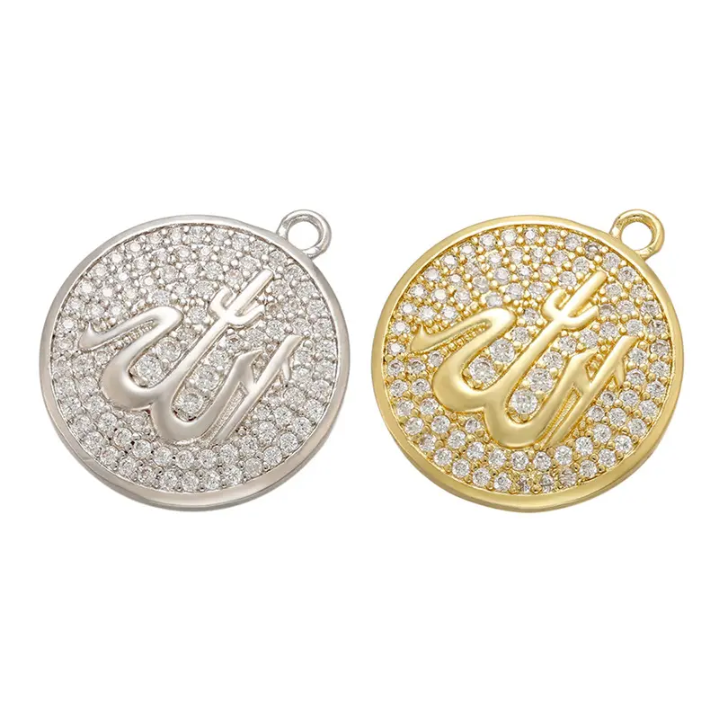 BD-E1912 Wholesale Muslim Islamic Quran Gold Silver Allah Pendants Women Hip Hop Bling Jewelry