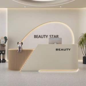 YS-0704 Moderne Écologique MDF Hauteur Réglable Réception Salon De <span class=keywords><strong>Beauté</strong></span> <span class=keywords><strong>Comptoir</strong></span> De Caissier Magasin De Vêtements <span class=keywords><strong>Formation</strong></span> - Product Image 1