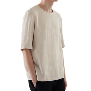 Camiseta de Lino con Logotipo Gráfico Personalizado de Alta Calidad, Camiseta Extra Grande 100% Algodón Grueso para Hombre - Product Image 1