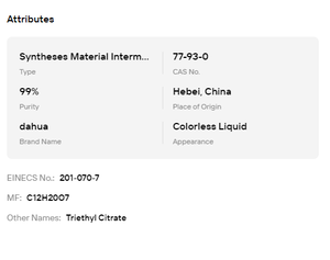 Citrato de Trietilo TEC con 99% de Pureza, Líquido Incoloro, Plastificante Biodegradable para Cosméticos y Perfumes - Product Image 6