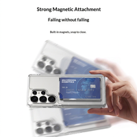 Porte-cartes magnétique transparent à emplacements pour Samsung, ne bloque pas l'appareil photo, aimant puissant, accessoires de téléphone antichoc