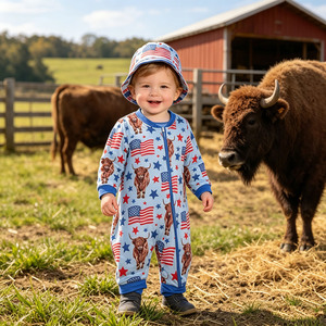 Combinaison personnalisée unisexe FB-4, livraison en 3-7 jours, avec impression, longue, à enrouler autour des pieds, fermeture éclair, pour bébé, en polyester/coton tricoté - Product Image 6