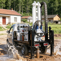 Foreuse de puits d'eau montée sur camion, alimentée au diesel, 200m-300m, avec pompe et moteur à engrenages à haute efficacité de forage, utilisation facile