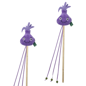 モダンスタイルシミュレートされたサウンドワンドおもちゃスイカとブナウッドスティック猫おもちゃGRSリサイクルポリエステル繊維付き - Product Image 2