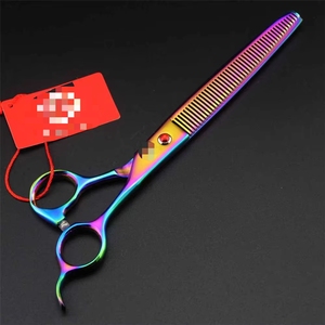 7.5 inch Vật Nuôi Chuyên Nghiệp Kéo Kéo Cắt Tỉa Thưa Nhật Bản Chất Lượng Cao Con Mèo Con Chó Chải Chuốt Kéo Tóc Cắt Công Cụ Tijeras Bạc - Product Image 1