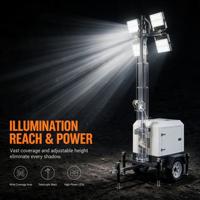 Tour d'éclairage mobile extérieure à LED diesel avec alimentation solaire et électrique DC, indice de protection IP66, blanc