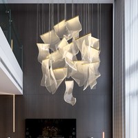 Lustre en verre LED personnalisé pour grand projet, décoration moderne de hall d'hôtel/villa, OEM/ODM