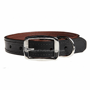 Venta al por mayor de fábrica Respetuoso con el medio ambiente de alta calidad de lujo Sólido Colores vibrantes Collar de perro de cuero genuino Acolchado completo y costura - Product Image 1