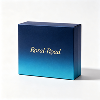 Caja Cosmética Plegable de Cartón Personalizada, Estampado en Caliente Dorado Royal-Road y Grabado en Relieve Azul, Empaque de Maquillaje Reciclable para Cuidado de la Piel
