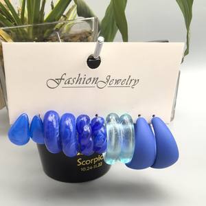 2025 nouveau HL flambant neuf à la mode gouttelette d'eau mignon Style C en forme de boucles d'oreilles ensemble polyvalent 10 pièces boucles d'oreilles goutte en plastique cerceau Jearlery - Product Image 2