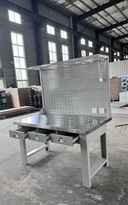 Nouvelle table de travail en acier inoxydable à dimensions personnalisables, station de travail avec boîte à outils pour les industries de la construction – Vente chaude - Product Image 5