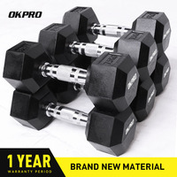 OKPRO prix d'usine haltères de poids libres en gros ensemble d'haltères hexagonaux hexagonaux en caoutchouc de gymnastique LB
