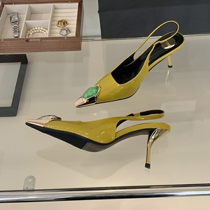 Sandalias de Tacón Alto con Punta en Pico y Tira Trasera de Charol para Mujer, Diseño de Moda 2025, Zapatos de Tacón para Boda - Product Image 4