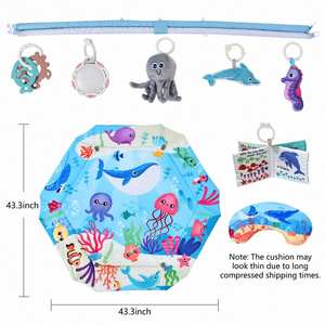 Tapis d'éveil et piscine à balles sur le thème de l'océan, lavable, pour bébé, pour le développement visuel - Product Image 3