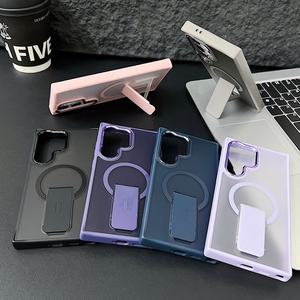 Luxe Matte Transparante Magnetische Stand Mobiele Telefoonhoes voor Samsung S24 Plus S23 Ultra Draadloos Opladen Beschermende Achterkant - Product Image 3