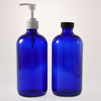 Petite bouteille en verre bleu de qualité supérieure 15ml 30ml 60ml 125ml 250ml 500ml bouteilles d'eau en verre bleu cobalt avec bouchon noir