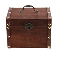 Petite boîte à monnaie en bois, tirelire, coffre au trésor, boîte à dons, artisanat, peignable, décorative, boîte à économies en bois