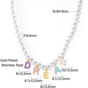 Nouveau design 2022 – Collier pendentif en acier inoxydable plaqué or 18 carats avec chaîne de perles et diamants colorés, bijou populaire et mignon - Product Image 2
