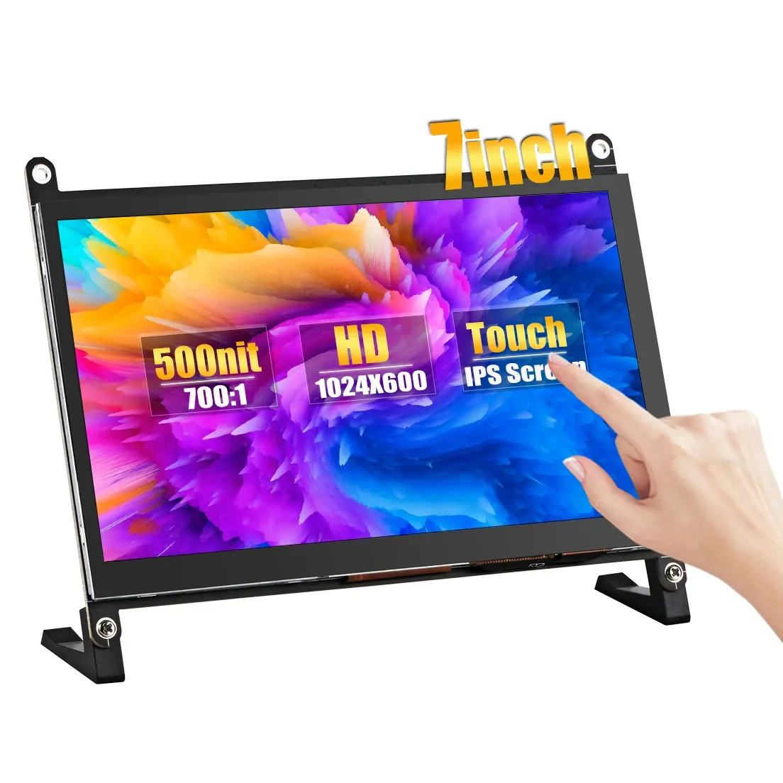 7-Zoll-Touchscreen-Monitore IPS 1024*600 tragbarer Monitor für Himbeer-PI mit hoher Helligkeit und 500 Nits für tragbare Displays