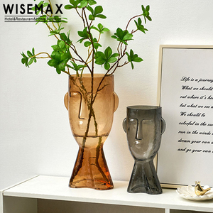 WISEMAX MEUBLES Offre Spéciale Italie meubles de salon décor à la maison vase en verre créatif brun sourire visage verre bourgeon pots de fleurs - Product Image 3