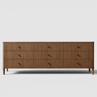 Commode moderne de 89 pouces à 9 tiroirs avec façades cannelées, longue armoire de rangement en bois pour chambre à coucher, salon et mobilier de maison