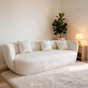 High Quality Wooden Frame <b>Sofa</b> Atmosphere White Recycled Polyester Fabric <b>Sofas</b> - Product Image 4