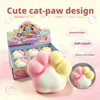 Jouet à presser croustillant très populaire, Patte de chat mignonne, Jouet à presser en forme de beignet, Boule artisanale apaisante, Jouet anti-stress en gros
