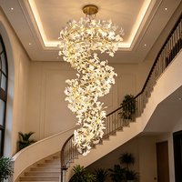 Lustre pour plafond haut, lustre en cristal de haute qualité, lampe suspendue pour salon, décoration de luxe, luminaire suspendu moderne pour escalier