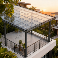 Toldo de Balcón Manual de Aluminio Moderno de Primera Calidad, Resistente a la Lluvia y a los Rayos UV, Retráctil, de Lujo, para Patio, para la Familia