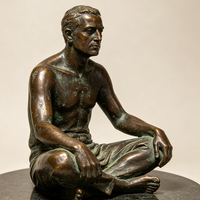 Célèbre sculpture en bronze antique sur mesure, grandeur nature, homme assis