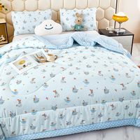 Nouvelle collection 2026 : Ensemble de literie 3 pièces en velours Doudou imprimé bleu, polyester/coton, pour toutes les saisons, motif dessin animé, idéal pour la maison