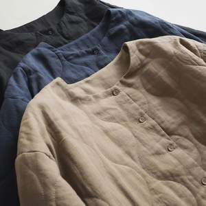 Veste matelassée en coton et lin pour femmes, <span class=keywords><strong>style</strong></span> japonais, décontractée de bureau, coupe ample, chaude, légère, rembourrée, automne-hiver 2025 - Product Image 1