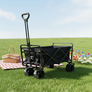 Chariot utilitaire à cadre métallique pour sorties en famille, chariot de jardin, chariot de plage portable, chariot de camping pliable à 4 roues, chariot à roulettes OEM - Product Image 6