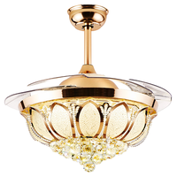 Ventilateur de plafond LED de luxe moderne 220V, moteur AC DC, télécommande, corps en fer invisible, pour chambre à coucher familiale, salle à manger, salon