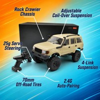 Voiture télécommandée tout-terrain RC Rock Crawler SUV 4x4 avec barre de toit et snorkel, homologuée EN71 CE, pour adultes