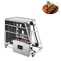 Nouvelle machine à griller les brochettes sans fumée électrique/gaz en acier inoxydable, barbecue rotatif pour brochettes, gril commercial pour stand de nourriture