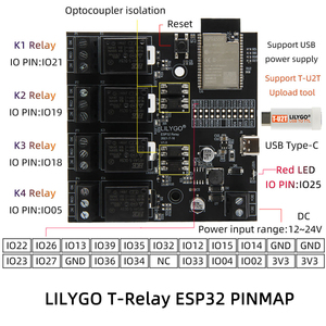 En stock, carte de développement de relais WiFi 4 canaux LILYGO T-Relay ESP32 d'origine, 4 Mo de mémoire flash - Product Image 6