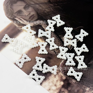 Pinzas para el Cabello con Lazo de Perlas, Color Blanco Perla, Acrílico, Joyería DIY, Accesorios para Bodas - Product Image 2