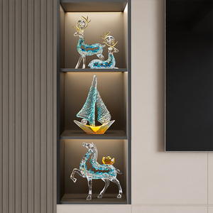 Ornement de bateau à voile en verre, navigation en douceur, décoration artistique moderne de luxe pour salon, bureau, cadeau - Product Image 5