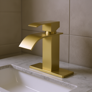 Grifo de Lavabo Clásico Db de un Solo Control, Latón Envejecido, Caño en Cascada, Montaje en Suelo - Product Image 2