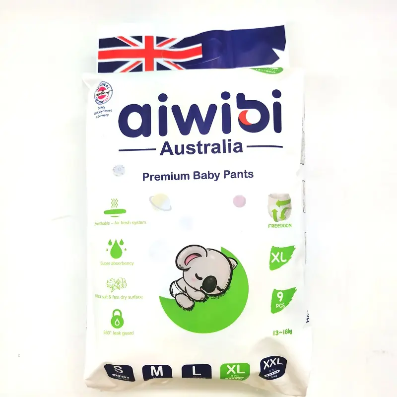 AIWIBI Afrika Penjualan Terbaik Harga Murah Elastic Magic Supersoft Sekali Pakai Babay Popok Bayi Celana Di Fujian Pabrik Cina