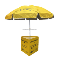 FLOWVISUAL Blue Africa Comptoir de service mobile pliable en métal pour MTN Triangle, en matériaux recyclés, avec affichage de logo personnalisé