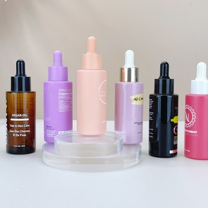 Emballage cosmétique de luxe 20ml 30ml 40ml 50ml 60ml 2oz Bouteille de sérum en verre givré beige rose violet bleu personnalisée avec compte-gouttes - Product Image 4