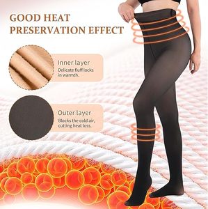KTS-9 Factory Custom Sheer Fleece Lined <strong>Tights</strong> for <strong>Women</strong> Fake Translucent Winter Thermal Pantyhose Thick High Waist Leggings - Product Image 4