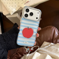 Coque de téléphone antichoc en TPU à motif de fruits de dessin animé avec breloque porte-clés, rayures scintillantes et grand cadre d'objectif, anti-chute pour la série