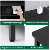 Table de chevet LED avec station de charge et 2 tiroirs, contrôle par application RGB, 2 prises CA et 2 ports USB, rangement ouvert, pieds réglables